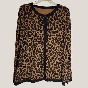 Leopard Print Button Front Cardigan Sweater Size 1X?